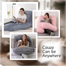 Pregnancy Pillow, Full Body Maternity Pillow 57 inch, with Removable Washable Cover - Support for Legs, Back, Neck, Shoulder, HIPS, Belly for Pregnent Women, Jersey Knit Cotton (Dark Grey) by TinyTreasures Baby Boutique