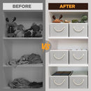 Closet Storage Bins, Linen Closet Organizers and Storage Basket for Shelves, Collapsible Shelf Baskets for Organizing Shelves, Bedroom Clothes Basket, Gray, 3 Pack by CozyNest Decor