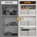 Closet Storage Bins, Linen Closet Organizers and Storage Basket for Shelves, Collapsible Shelf Baskets for Organizing Shelves, Bedroom Clothes Basket, Gray, 3 Pack by CozyNest Decor
