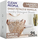 The Clean People Laundry Detergent Sheets - Laundry Soap - Ultra Concentrated, Recyclable Packaging, Stain Fighting - Sweet Petals & Vanilla, 96 Pack by CozyNest Decor