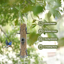 MIXXIDEA 2PK Metal Wild Bird Feeder Squirrel Proof Bird Feeders for Outside Hanging 6 Port Tube Bird Feeder Transparent Finch Feeder with Steel Hanger (Grey) by CozyNest Decor