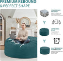 3FT Bean Bag Chair, Comfy Bean Bag Chairs with Memory Foam Filled, Fluffy Beanbag Sofa with Dutch Velvet Cover, Round BeanBag Chairs for Living Room, Playroom - Sea Blue by TinyTreasures Baby Boutique