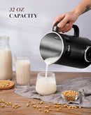 32oz Automatic Soy Machine for Homemade Almond, Oat, Coconut, Soy, Plant Based Milks and Non Dairy Beverages with Delay Start/Keep Warm/Self-Cleaning/Boil Water, Black by TinyTreasures Baby Boutique