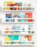 Forbena 24 Inch Wall Bookshelf for Kids Bedroom Set of 4, White Floating Nursery Book Shelves for Baby Toddler Children Girls Boys Room Decor, Large Wood Wall Mount Bookshelves and Toy Storage by TinyTreasures Baby Boutique