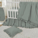 Brandream Gender Neutral Boho Bohemian Baby Girl Boy Nursery 3 Pieces Crib Bedding Set Solid Green Farmhouse Chic Ruffle Unisex Cozy 100% Washed Cotton by TinyTreasures Baby Boutique