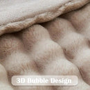 NEWCOSPLAY Faux Fur King Blanket Linen Bubble Blanket Thick Warm Soft for Couch Sofa Bed 550GSM (Linen, King(90"x110")) by CozyNest Decor