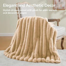 BEDELITE Faux Fur Throw Blanket for Couch, Soft and Cozy Luxurious 3D Striped Fluffy Blanket, 770GSM Thick Warm Plush Fuzzy Faux Rabbit Fur Blanket for Women Gift (Brown, 60"x 80") by CozyNest Decor