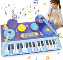Mostop Toddler Musical Toys 5 in 1 Piano Keyboard Xylophone Drum with Microphone, DJ Table Instruments Learning Toys with Lights for Boys Girls Age 2-5, Kids Piano Drum Set Christmas Birthday Gift by TinyTreasures Baby Boutique