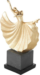Deco 79 Polystone Dancer Decorative Sculpture Home Decor Statue with Black Square Base, Accent Figurine 9" x 4" x 12", Gold by CozyNest Decor