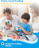 WhalesBot A1 Coding Toy for Kids, Building Block Robot, Fun STEM Toy with Magnetic Controller and Sensor Blocks, Screen-Free Coding with 3 Guide Books for Kids 3-6 by TinyTreasures Baby Boutique