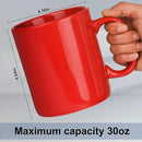 30oz Super Large Ceramic Coffee Mugs Large Handles Set of 2 (Red) by CozyNest Decor