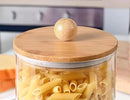 Set of 2 Large Glass Canisters for Kitchen Counter with Airtight Bamboo Lids + Marker & Labels - Cookie Jars with Wooden Lid, Food Storage Containers for Pantry, Flour Pasta Candy Coffee Pods - 68oz. by CozyNest Decor