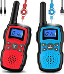 Wishouse Walkie Talkies for Kids Rechargeable with USB Charger 6000mAh Battery,Outdoor Camping Games with Flashlight Lanyard,Toys for Girls,Halloween Xmas Birthday Gift for Children 2 Pack Red Blue by TinyTreasures Baby Boutique