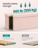 SONGMICS MAZIE Collection - Storage Ottoman Bench, Foldable Foot Rest, 15 x 43 x 15 Inches, End of Bed Bench, Storage Chest, Load 660 lb, Living Room, Bedroom, Entryway, Jelly Pink ULSF604R01 by CozyNest Decor