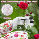 DLY Gardening Gloves for Women, Rose Gloves Gardening Thorn Proof, Long Garden Gloves for Women, Breathable Cowhide Leather Gauntlet(Medium,White) by GreenHaven Gardens
