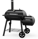 Brand-Man Charcoal Offset Smoker Grill, Heavy-Duty Barrel BBQ Grill Smoker Combo with Side Fire Box for Outdoor Patio and Backyard Cooking by GreenHaven Gardens