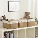 Storage Basket Fabric Sturdy Canvas Storage Bins Organizer with Handles for Clothes and Storage Foldable Storage Boxes Cubes by CozyNest Decor