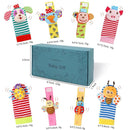 Wrist Rattles Foot Finder Rattle Sock Baby Toy, Rattle Toy, Arm Hand Bracelet Rattle, Feet Leg Ankle Socks, Activity Rattle Present Gift for Newborn Infant Babies Boy Girl Bebe (8 pcs-A) by TinyTreasures Baby Boutique
