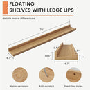 Solid Ash Wood Picture Ledge Shelf, 36 Inch Floating Shelves with Lip Set of 2, Photo Ledge Shelf Nursery Bookshelf Wall Mounted for Living Room Bedroom Decor, Natural by TinyTreasures Baby Boutique