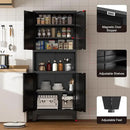 69" Tall Kitchen Pantry Cabinet, Metal Storage Cabinet with 4 Doors and Adjustbale Shelves, Freestanding Cupboards for Dining Room, Living Room, Bathroom by CozyNest Decor