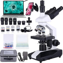Compound Trinocular Microscope 40X-5000X Magnification, Research Grade Professional Microscope, Two Levels of Mechanical Stage LED Illumination, USB Video Camera with Microscope for Adults by TinyTreasures Baby Boutique