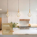 1-Light Teardrop Pendant Light, Brass Gold Ceiling Hanging Light Fxitures, LED Light Fixtures Ceiling Glass Pendant Lighting for Kitchen Island Dining Room Bar by CozyNest Decor