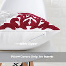 HWY 50 Burgundy Red Decorative Throw Pillow Covers 18x18 Inch (1 Piece), Embroidered Cotton Farmhouse Cushion Cover Pillow Case for Sofa Couch Living Room Bed Bedroon, Floral Geometric by CozyNest Decor