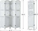 Room Divider with Shelves, 68.9inch Wood Carved and Louvered Wall Divider Freestanding, 4 Panels Folding Partition Screen for Bedroom Home Office (White) by CozyNest Decor