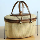 Nantucket Style Basket Picnic Basket Rattan Handmade Products Woven Sewing Storage Basket Two Swing Handles Tote Bag for Women by GreenHaven Gardens