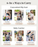 Baby Carrier Pro, MOMTORY Safety-Certified 6-in-1 Ultra Storage Baby Carrier Newborn to Toddler, Detachable Baby Holder Carrier with Hip Seat, Ergonomic Cozy Baby Front and Back Carrier for 7-50lbs by TinyTreasures Baby Boutique