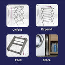 BLACK+DECKER 3 Tier Expandable Collapsing Foldable Laundry Rack for Air Drying Clothing, Space Saving Heavy Duty Lightweight Metal Drying Rack(Silver) by CozyNest Decor