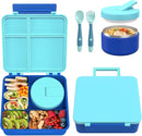 Bento Lunch Box with 8oz Soup Thermo, Kids Leakproof Lunch Food Containers with 4 Compartment, Kids Thermo Insulated Hot Food Jar for School, Trvael（Blue by TinyTreasures Baby Boutique