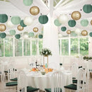 Paper Lanterns Sage Green Gold Round Hanging Chinese Lanterns for Birthday Party Baby Shower Bridal Shower Decorations Pack of 12 by CozyNest Decor