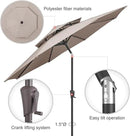 9" Outdoor Patio Umbrella - Double Top Table Umbrella Waterprool UV Protection, Sombrillas de Patio with Push Button Tilt&Crank, Sun Umbrella for Pool, Porch, Garden, Backyard(Taupe) by GreenHaven Gardens