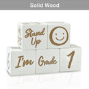 I'm Solid Wood Weekly Monthly Yearly Baby Milestone Age Blocks, Gender Neutral, Newborn Gifts & Keepsakes for Picture Props (5 Pcs/White) by TinyTreasures Baby Boutique
