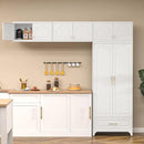 Kitchen Cabinet, 90" Tall Metal Pantry Cabinet, Freestanding Cupboards with One Drawer, Food Storage Cabinets for Dining, Living Room, White, 16" D x 32" W x 90" H, Assembly Required by CozyNest Decor