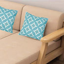Embroidered Decorative Throw Pillow Cover, 18"x18" Set of 2, Farmhouse Pillowcase Blue Knit Pattern Cotton Canvas Cushion Case Square Floral Pillow Case for Sofa Couch Bed Living Room by CozyNest Decor