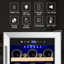 Tylza 15 Inch Wine Cooler Under Counter, 33 Bottle Built-in Wine Fridge with Stainless Steel Tempered Glass Door, Temp Memory Function, Freestanding Fast Cooling Wine refrigerator, Quiet Operation by CozyNest Decor