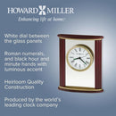 Howard Miller Victor Tabletop Clock - Wooden Desk Timepiece with Glass Crystal, Felt Bottom, Quartz Movement, Analog Alarm Clock, Battery Operated for Home, Office, Living Room, and Bedroom Decor by CozyNest Decor