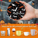 Coaster for Drinks Set of 6, Halloween Ghost Pumpkins Bats Holiday Black Absorbent Round Ceramic Stone Mat, with Cork Base and Metal Holder, Gift for Housewarming Room Bar Decor by CozyNest Decor