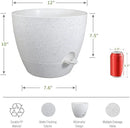 12 inch Large Self Watering Pots, Plastic Planters with 60oZ Removable Deep Reservoir and Multi Mesh Drainage Holes for Indoor Outdoor Garden Plants and Flowers, White Speckles by GreenHaven Gardens