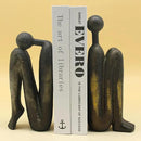 Lukitas Thinker Decorative Bookends, Non-Slip Book Holder, Book Ends for Shelves Living Room Office Home Decor, Resin, 1Pair/2Piece 9'' by CozyNest Decor