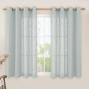 LAMIT Greyish Blue Linen Curtains 45 Inches Long for Bedroom, Light Filtering Panels Bronze Grommet Neutral Drapes for Kitchen/Window/Loft Room, 52 x 45 Inch, 2 Panels by CozyNest Decor