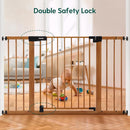 BABELIO 29-48" Metal Baby Gate with Brown Wood Pattern, Auto Close Dog Gate for The House, Stairs and Doorways, Pressure Mounted Pet Gate with Door, Safety Gate for Child and Pets by TinyTreasures Baby Boutique