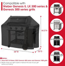 Unicook 58 Inch Grill Cover for Weber Genesis II, LX 300 Series and Genesis 300 Series Gas Grills, Heavy Duty Waterproof Fade Resistant BBQ Cover, All Weather Protection, Compared to Weber 7130 by GreenHaven Gardens