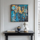 Framed Blue Modern Abstract Wall Art, Large Canvas Paintings Artwork for Walls, Minimalist Art Prints Pictures for Living Room, Hallway, Bedroom, Office, Bathroom Wall Decor -24x24 Inch by CozyNest Decor