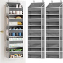 SpaceAid 2 Pack Over The Door Organizer with 5 Large Pockets and 10 Mesh Side Pockets, 5 Layers Door Organizer Hanging with Clear Window for Bedroom, Bathroom, Pantry and Nursery, Gray by CozyNest Decor