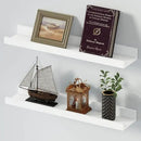 SAUMONIERES Picture Ledge Shelf Floating Book Shelves Set of 2 Wall Mounted Solid Wood for Bedroom Bathroom Living Room Kitchen, 24 Inch White by CozyNest Decor
