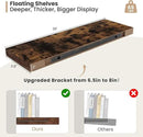 Heimlove 12" Deep Floating Shelves, 36 x 12 Inch Wall Mounted Long Floating Shelf with Invisible Brackets, for Home Decor, Bedroom, Kitchen, Living Room, Bathroom - 2 Pack, Rustic Brown by CozyNest Decor