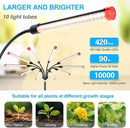 10-Head Grow Lights for Indoor Plants with Stand 90W, LED Plant Grow Light for Tall Houseplants, Bonsai Tree, Full Spectrum Growing Lamp with 4,8,12 Hr Timer, 24"-64" Adjustable Height by GreenHaven Gardens